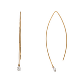 18K Gold .49CTW Floating Diamond V Earrings